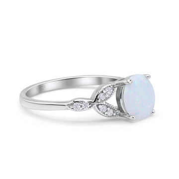 Art Deco Vintage Style Thumb Ring Statement Fashion Round Lab White Opal 925 Sterling Silver